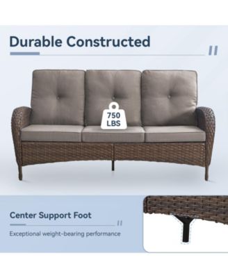 4-Piece Brown Wicker Patio Conversation Set with Olefin Cushion and Patio Swivel Chairs