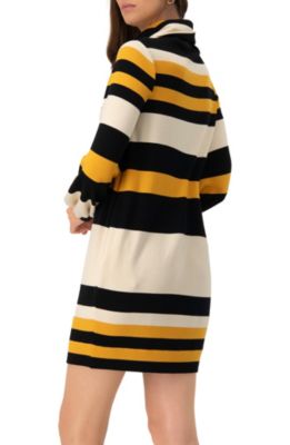 chinese dress ladies Safrana Color Block Fit & Flare Mini Dress - Orange & Yellow | Retro Mod