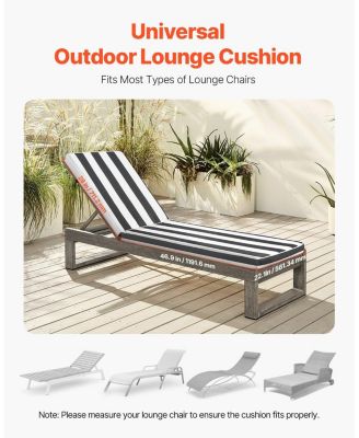 74 x 22 x 3 in Chaise Lounge Cushion Set of 2, Waterproof Fade-Resistant Sun Lounger Cushions with Ties
