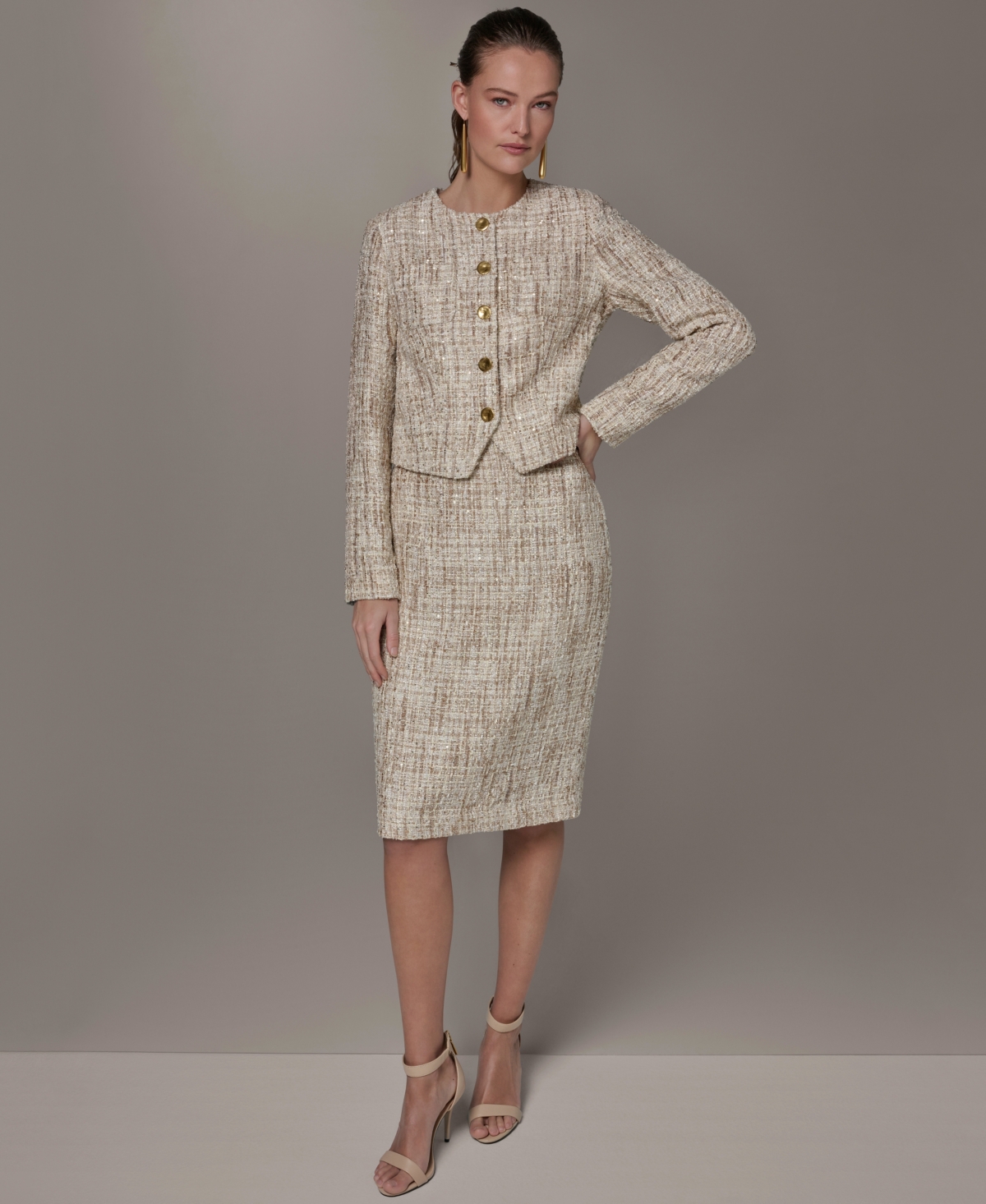 Donna Karan New York Petite Button-Front Cropped Jacket