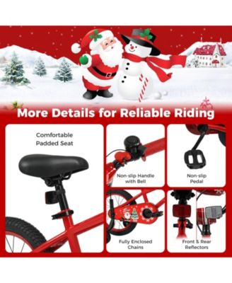 14 Inch Kids Bike Adjustable with Christmas Music & Flag for Aged 4-5 Years Old