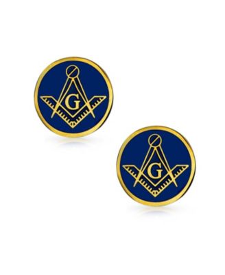 Round Circle Disc Freemasons Compass Symbol Shirt Cufflinks with Enamel