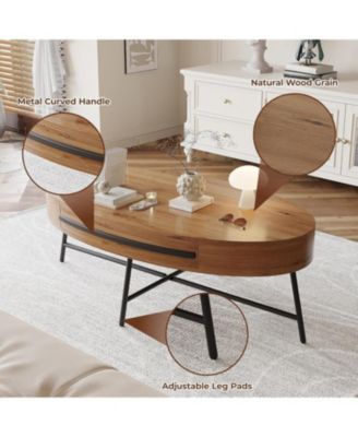 Oval Coffee Table with Center Table 472 Wooden Coffee Table