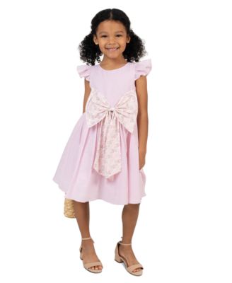 Girls' 2T-6X Seersucker Round Neck Dress and Bag, 2-Piece Set