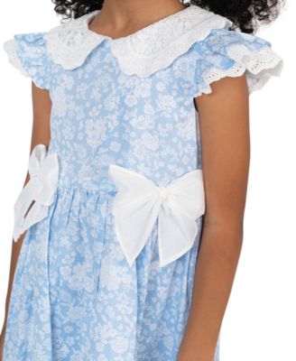 Girls' 2T-6X Flared Round Neck Bow Dress
