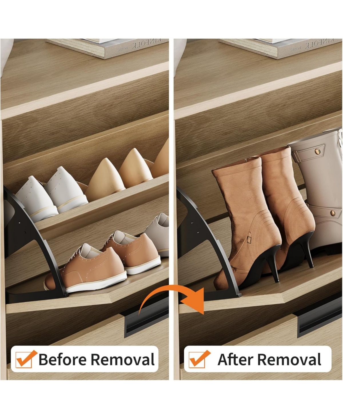 gaomon Shoe Storage Cabinet with 2 Flip Drawers, Freestanding Narrow Shoe Organizer with Adjustable Shelf & Metal Legs for Entryway