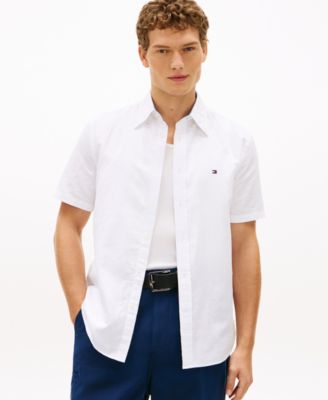 Men's Short-Sleeve Pigment-Dyed Linen Button-Front Shirt