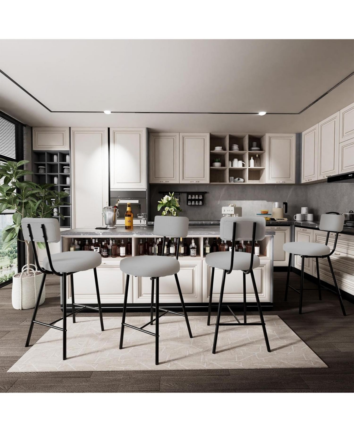 gaomon Modern Upholstered Bar Stools Set of 4