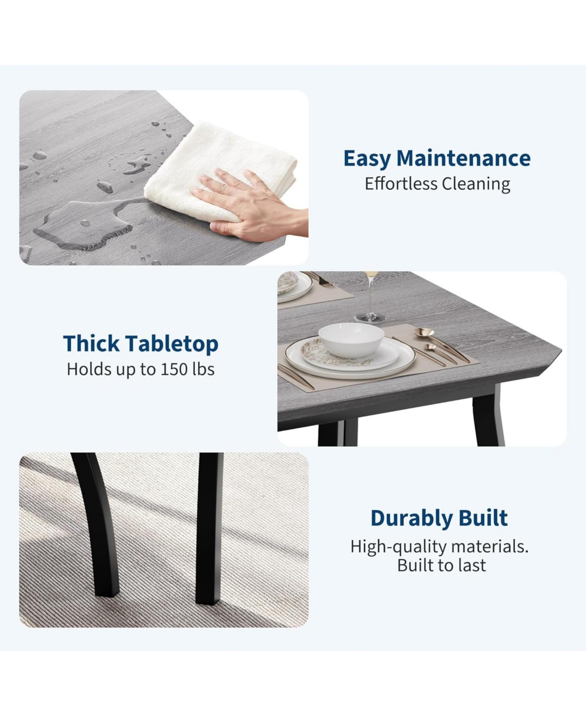 gaomon Dining Table Set for 4 Modern Kitchen Table Chairs Set of 4 with Chamfered Edges and Cushioned Seats Space-Saving Metal Frame Breakfast Nook