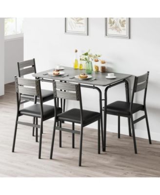 5-Piece Dining Table Set Sturdy Wooden Square Table and Chair Breakfast Table Set for 4 Person for Home or Commercial Dining Room
