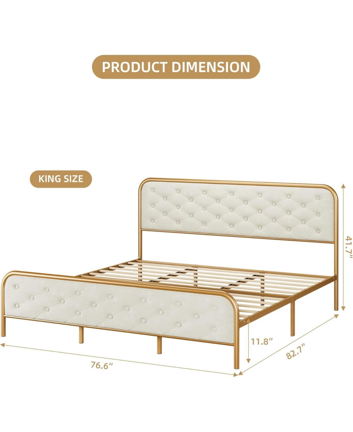 Draft - gaomon Bed Frame, Luxury Upholstered Bed Frame with Velvet Tufted Headboard, Heavy Duty Metal Base/Wood Slat Supports/Springless
