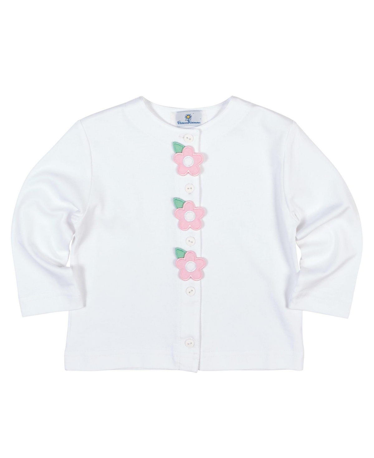 Florence Eiseman Big Girls White Knit Cardigan With Flowers