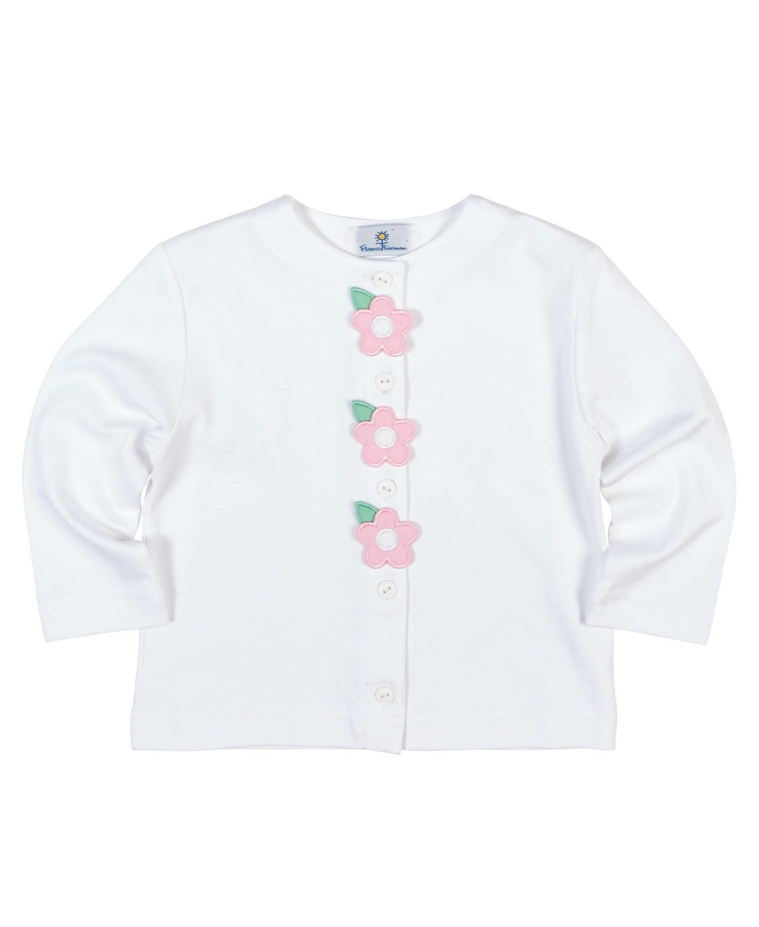 Big Girls White Knit Cardigan With Flowers