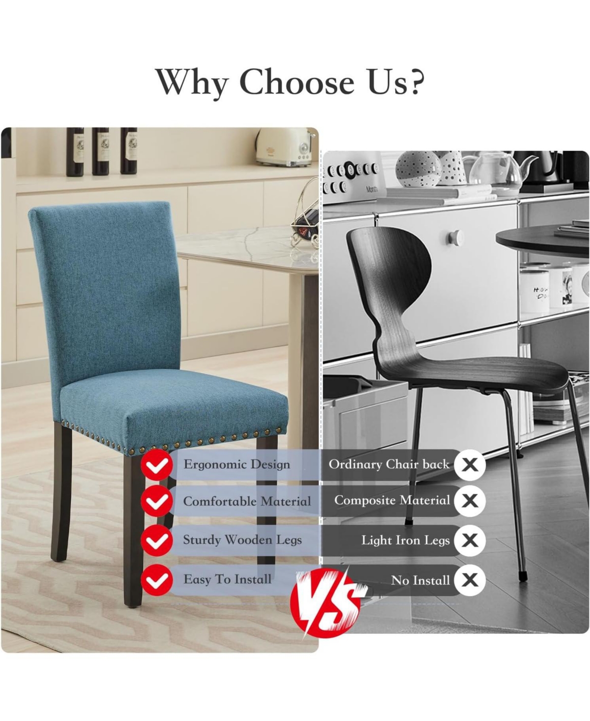 gaomon Upholstered Dining Chairs Set of 6, Fabric Parsons Chairs with Nailhead Trim, Modern Accent Chairs for Kitchen