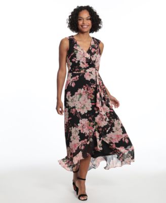 Women's Side Tie Ruffle Wrap V-Neck Dress