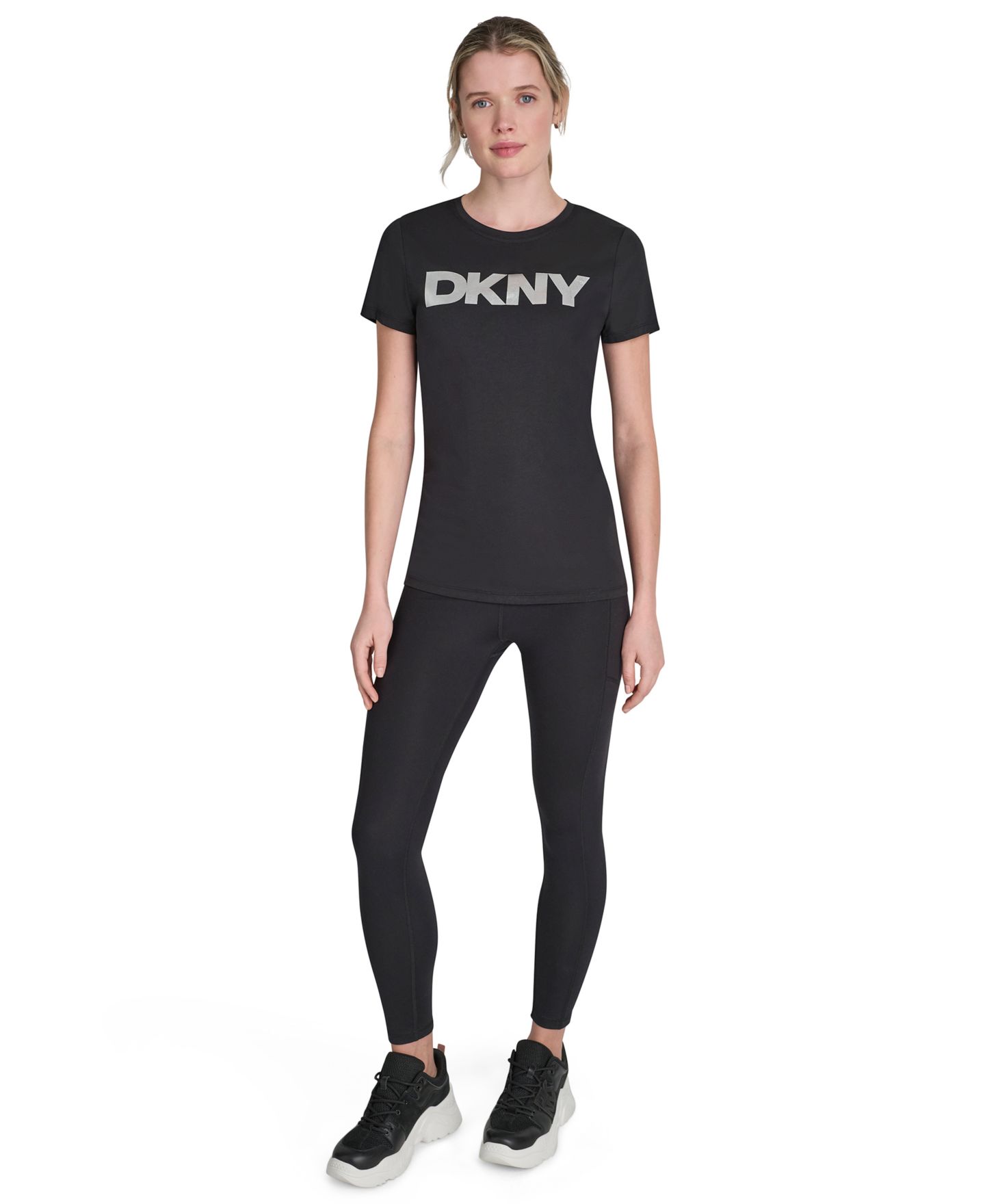 Женская футболка DKNY Sport Foil Logo, цвет: Чёрный — фото 2