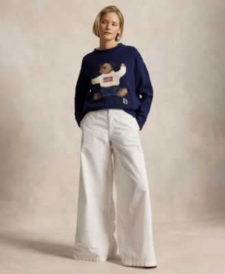 Women's Rolled Crewneck Long-Sleeve Sweater