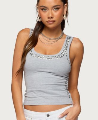 Women's Studded Built In Bra Tank Top