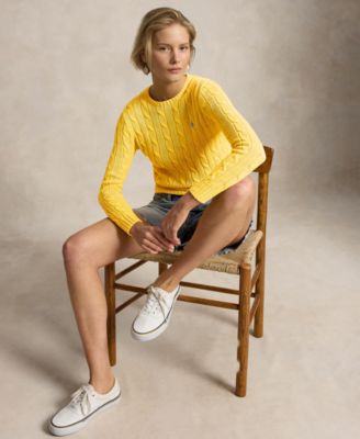 Women's Cable-Knit Cotton Crewneck Sweater