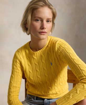 Women's Cable-Knit Cotton Crewneck Sweater