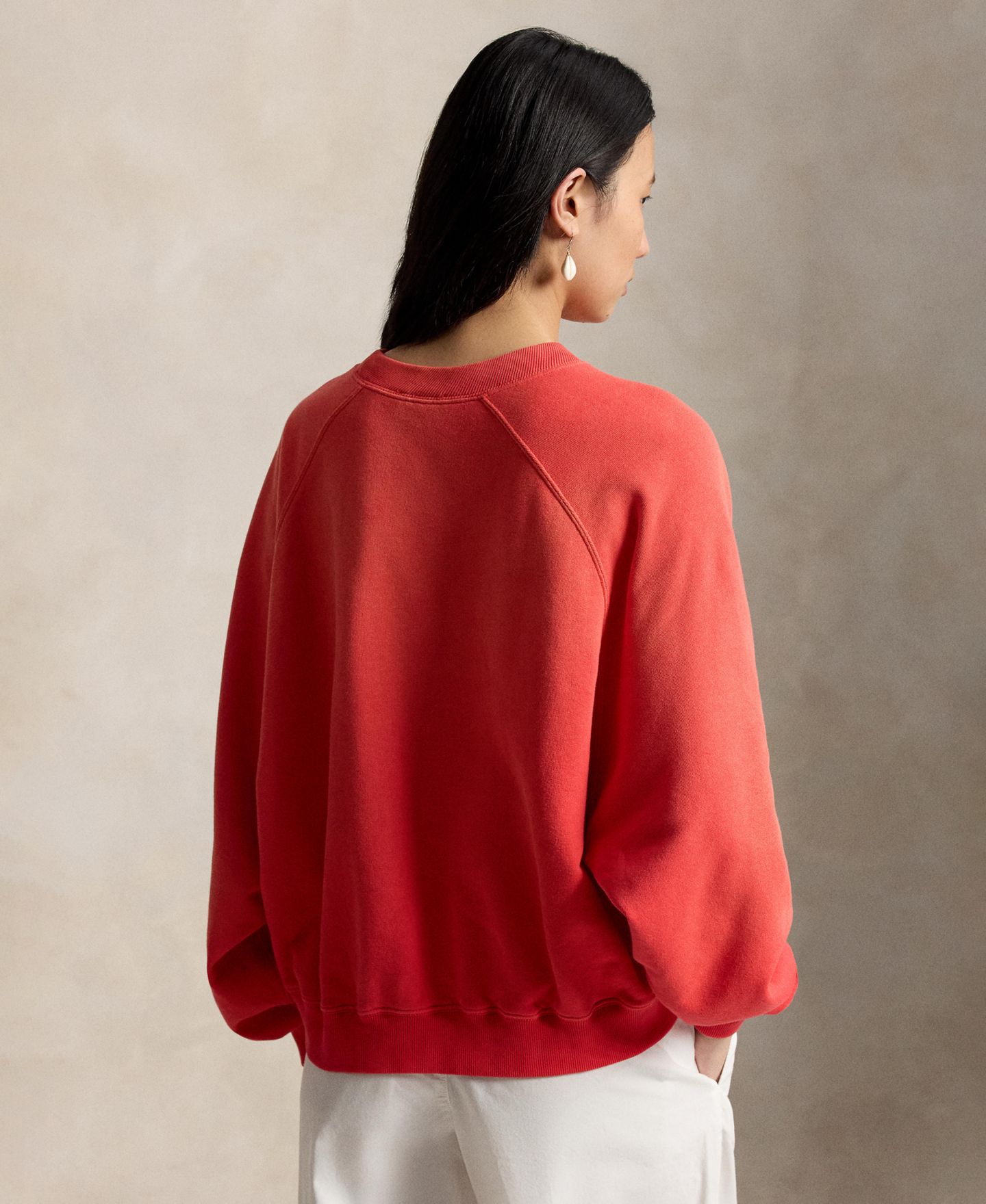 Женский свитшот Polo Ralph Lauren Lightweight Fleece Crew Neck, цвет: Bright Hibiscus — фото 2