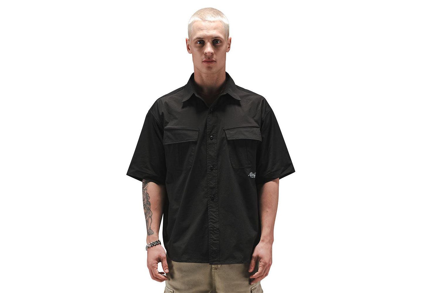 Мужская рубашка Alpha Industries SS Fatigue Relaxed Deco, цвет: Чёрный — фото 1