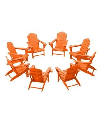 Set of 8 Outdoor Patio HDPE Adirondack Chairs with Cup Holders