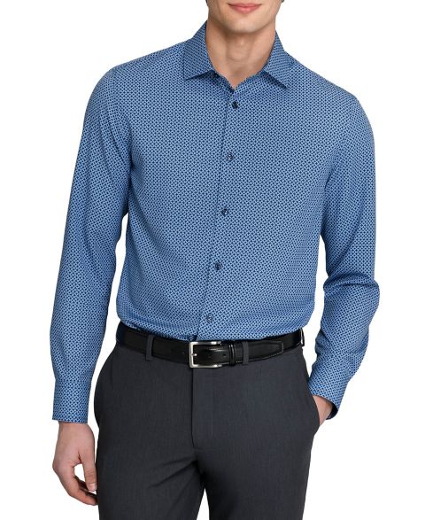 Мужская рубашка ConStruct Performance Stretch Tile Print Dress Shirt, цвет: Тёмно-синий / Белый