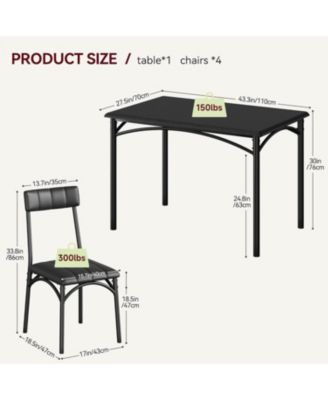Kitchen Table and Chairs for 4 Rectangular Dining Set with Upholstered Chairs Perfect for Small Spaces