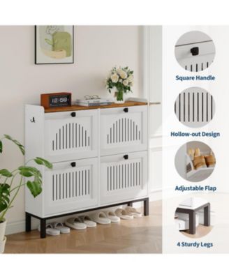Shoe Storage Cabinet with 4 Flip Drawers, Space-Saving Shoe Organizer with Adjustable Shelves for Entryway, Bedroom