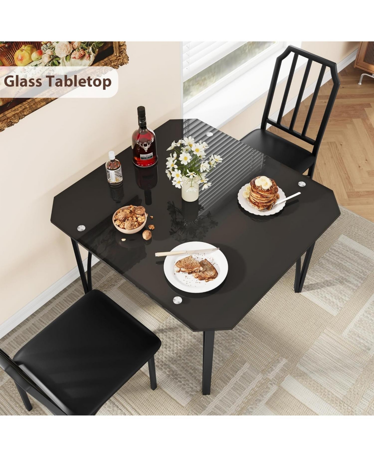 Gaomon Compact dining set for 2 with table and Pu cushioned chairs. Comfortable, stylish, and perfect for small kitchens or dining spaces