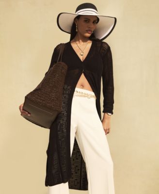 Women's Geometric-Knit Duster Cardigan