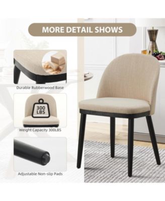 Dining Chairs Set of 4, Modern Fabric Upholstered Kitchen Side Chairs with Curved Backrest & Wood Leg, Armless Dining Chair for Restaurant/Cafe