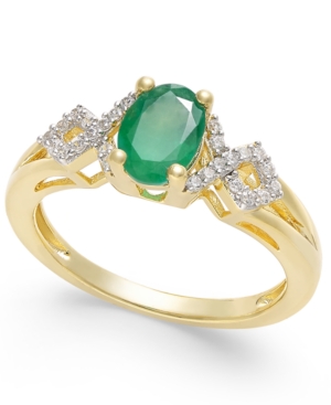 image of Emerald (5/8 ct. t.w.) and Diamond (1/8 ct. t.w.) Ring in 14k Gold(Also Available in Certified Ruby & Sapphire)