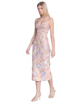 Women's Floral Applique Bustier Midi Dress