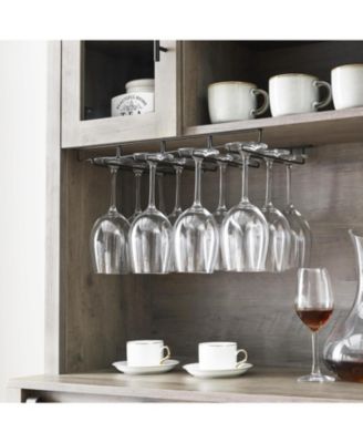 70" Tall Farmhouse Coffee Bar Cabinet with Sliding Barn Door Ample Storage Buffet with 7 Adjustable Shelves Wine Rack and Glass Holder.