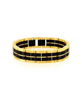 Stainless Steel, Two-Tone Double Striped Linked Bracelet