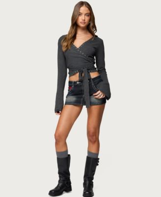 Women's Roccia Studded Knit Wrap Top