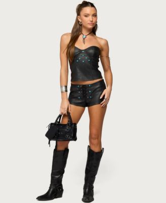 Women's Jessica Cupped Faux Leather Strapless Top