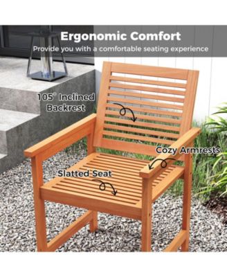 5 Pieces Patio Wood Dining Set Outdoor Rectangular Table & Chairs for Garden