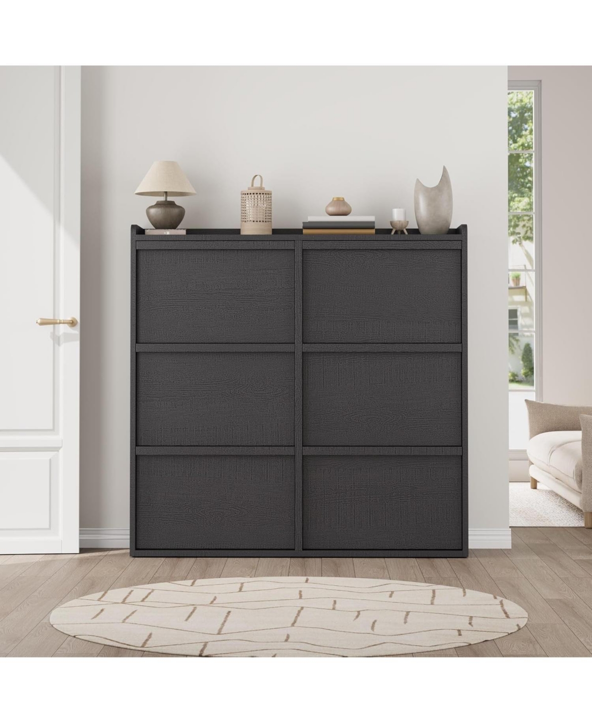 gaomon Wood Hidden 6 Drawer Flip Shoe Cabinet with Adjustable Shelves