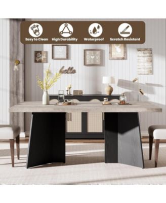 Dining Table for 6-8 People - 63" Modern Long Kitchen Table with Large Tabletop