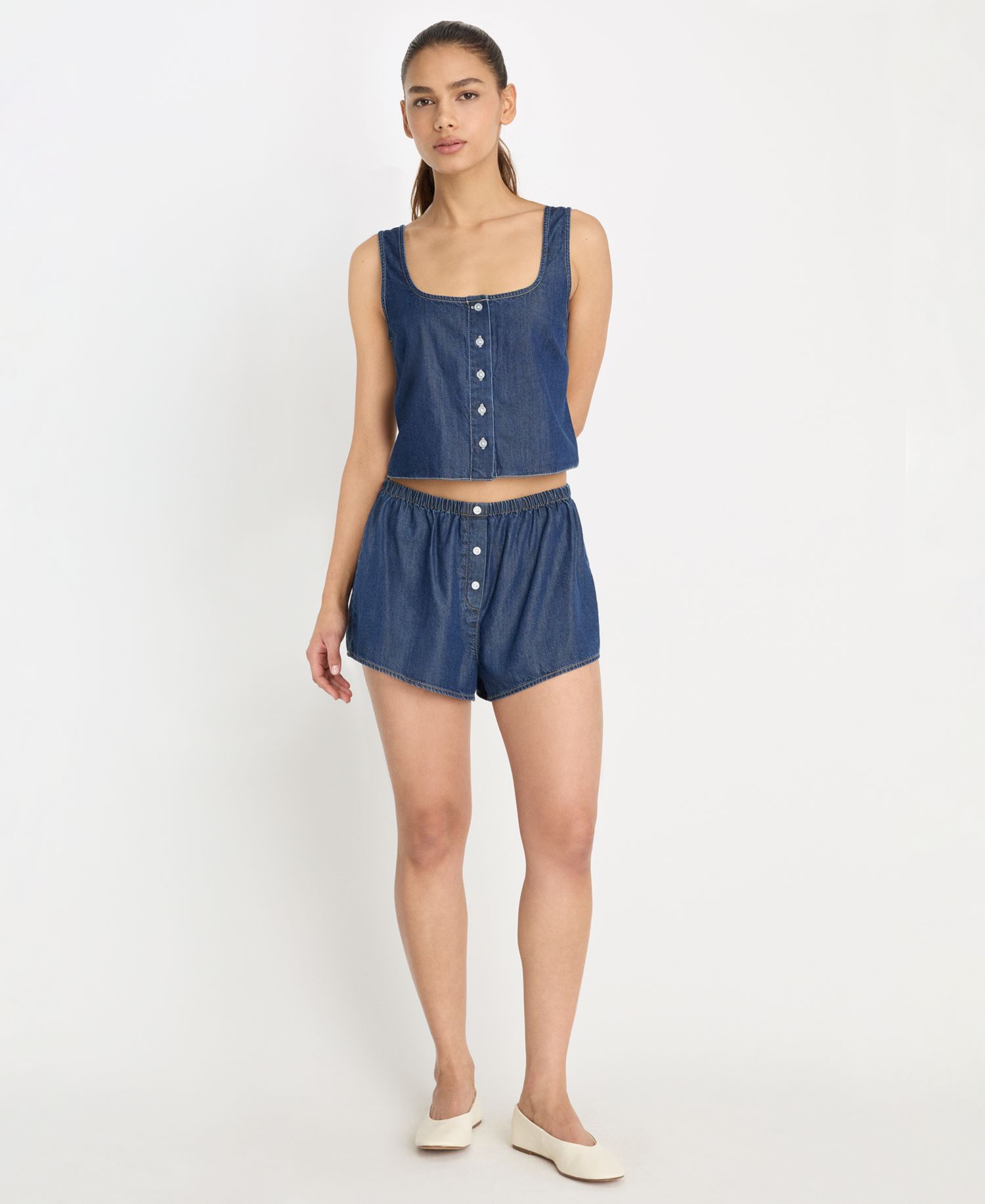 Women's Denim Button-Front Tank Top, Regular & Plus Size