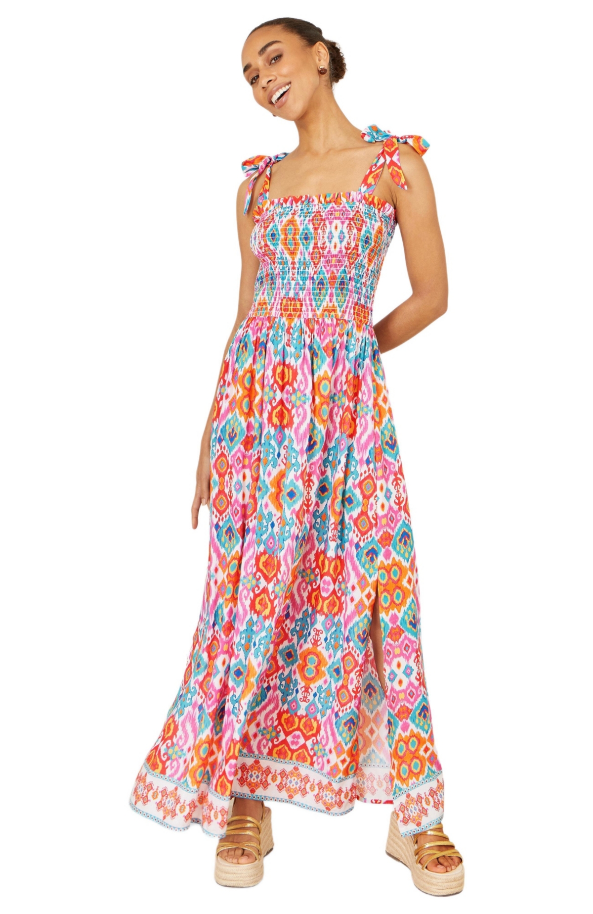 Yumi Women's Ikat Print Maxi Sun Dress