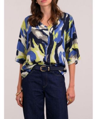 Women's V-Neck Drape Blouse