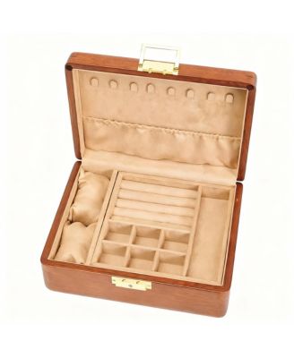Solid Wood Jewelry Box with Lock for Watches, Earrings, Rings, Necklaces