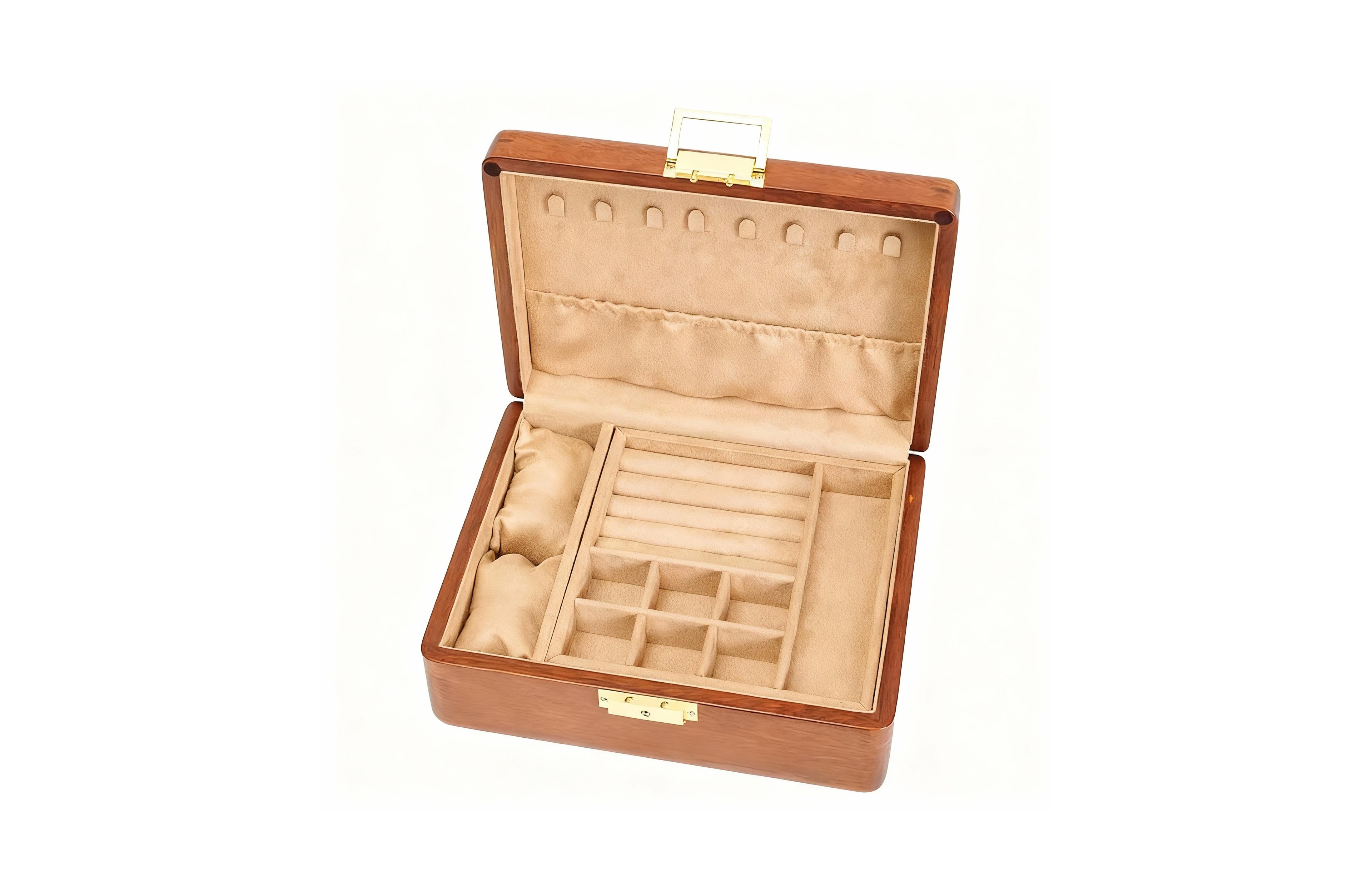 Yigii Solid Wood Jewelry Box with Lock for Watches, Earrings, Rings