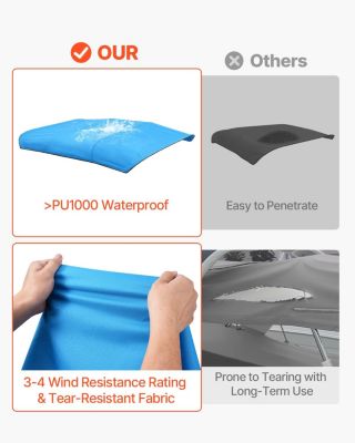 4 Bow Boat Bimini Top, 600D Polyester Waterproof Sun Protection Canopy with Storage Bag