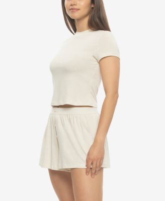 Women's Lena Modal Linen T-Shirt and Boxer Shorts Set Style 920226