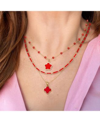 Coral Bar Necklace 14K Gold